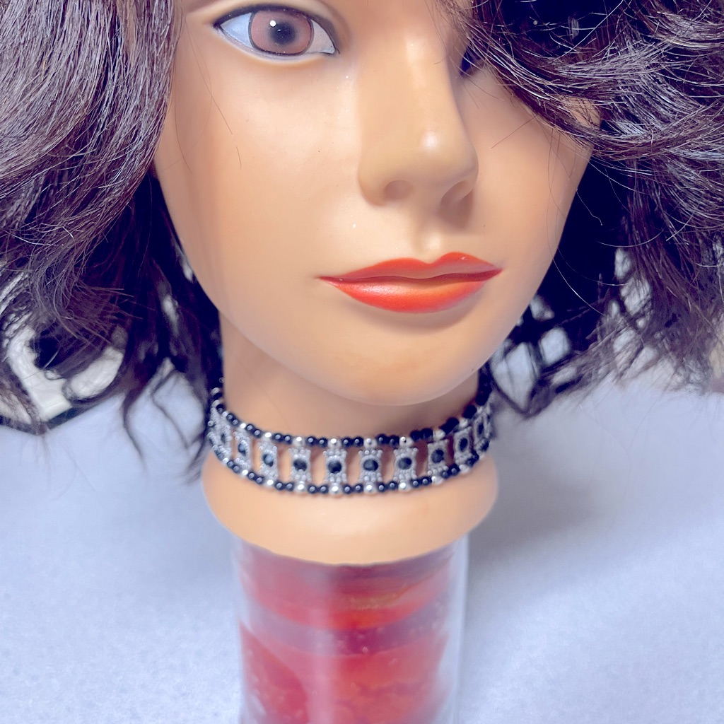 Silver And Black Onyx Choker/ Necklace